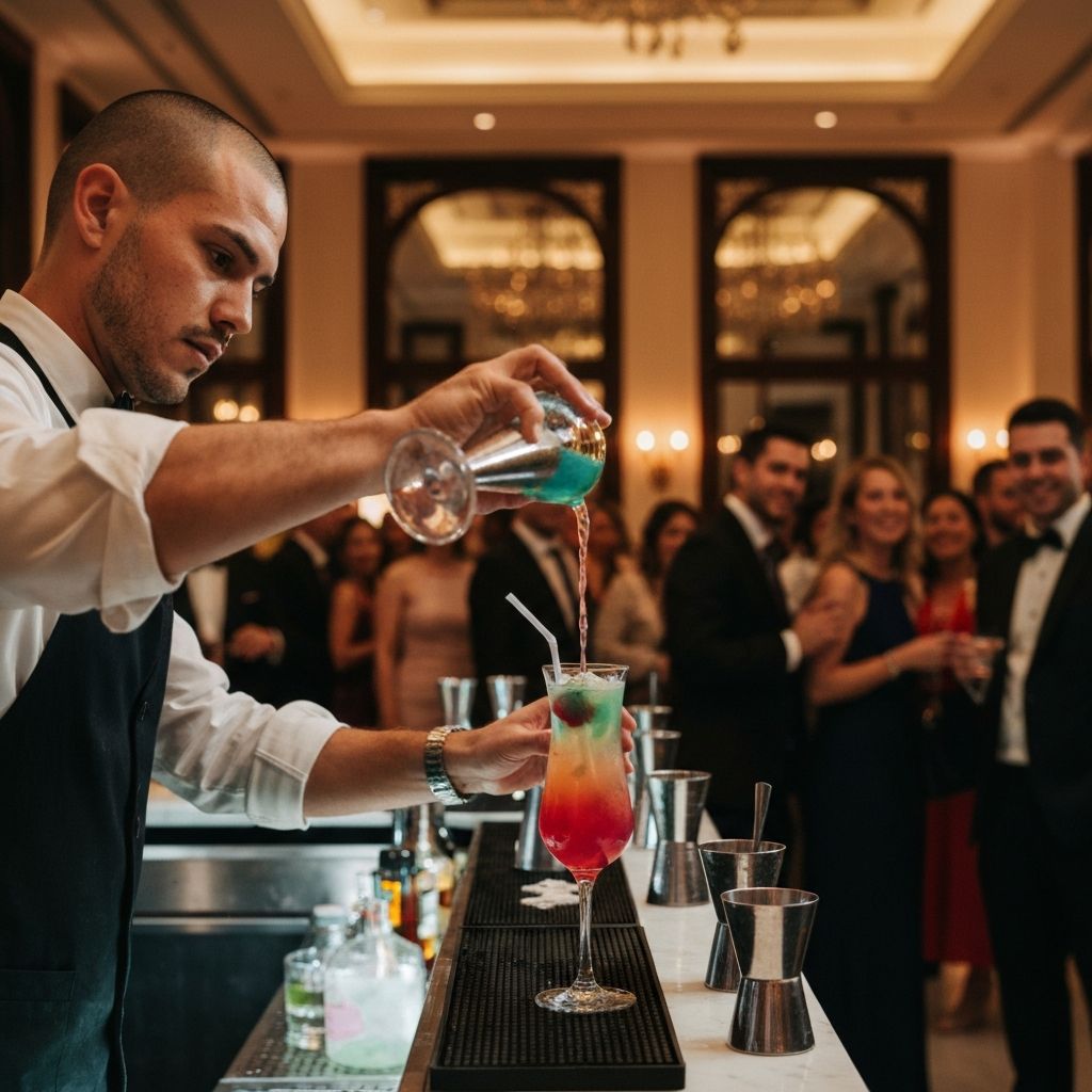 Barman nalewający koktajl